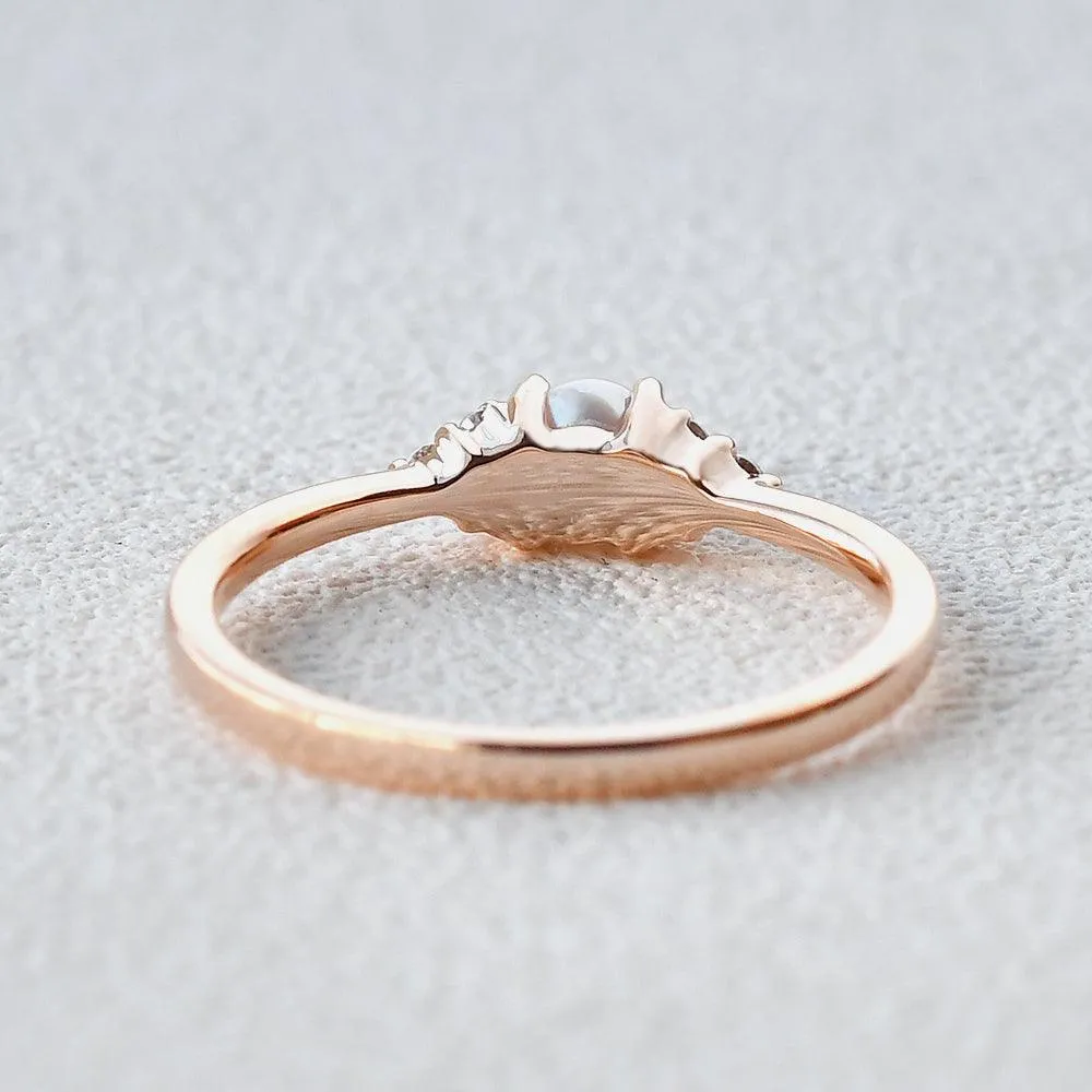 Akoya Pearl & Geometric Moissanite Rose Gold Ring