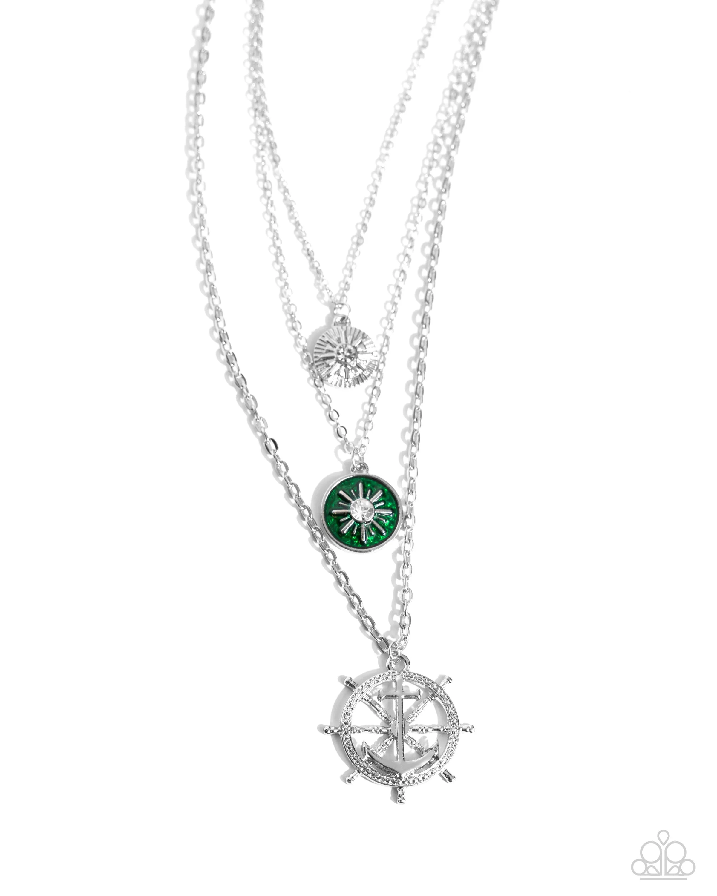 Anchor Arrangement - Green - Ship's Wheel Tiered Paparazzi Short Necklace