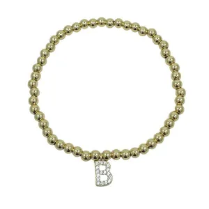 Beaded Bracelets With Pave Initials: A-I :Sterling or Vermeil Charms (BS45_ Or BG45_)