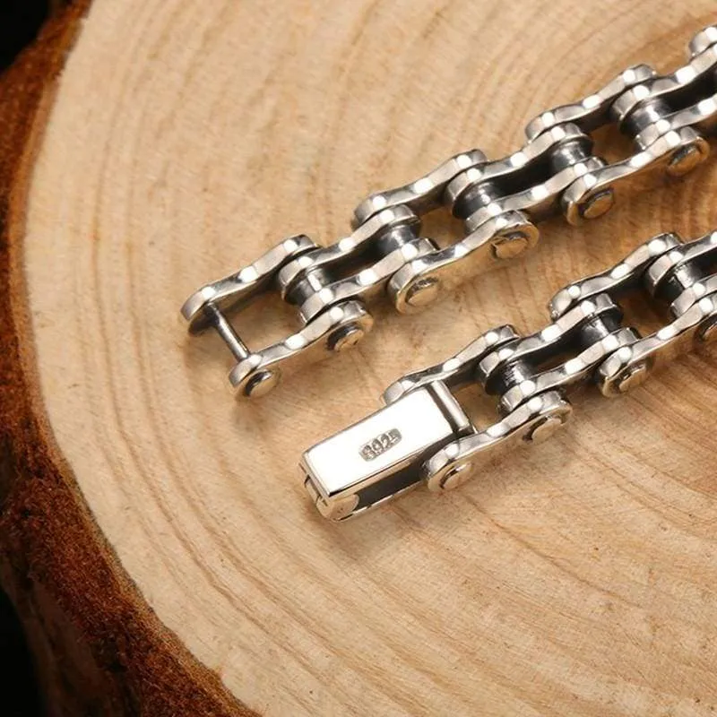 Biker Bracelet Solid 925 Sterling Silver Bracelets Men Link Chain High Polished Handmade Vintage Jewelry for (Approx 19.5cm)