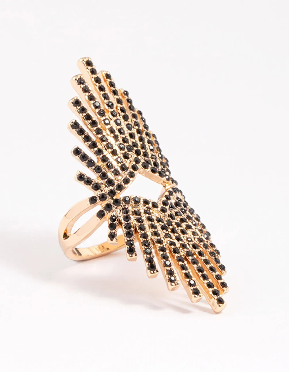 Black Statement Spray Diamante Ring