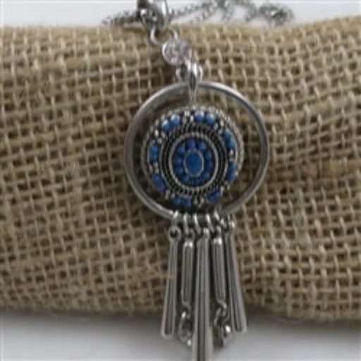 Blue  & Silver Pendant Necklace