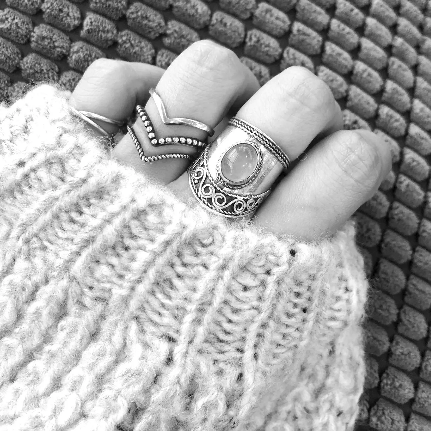 Boho-Magic 925 Sterling Silver Thumb Rings for Women Wide Chevron Statement Ring (6)