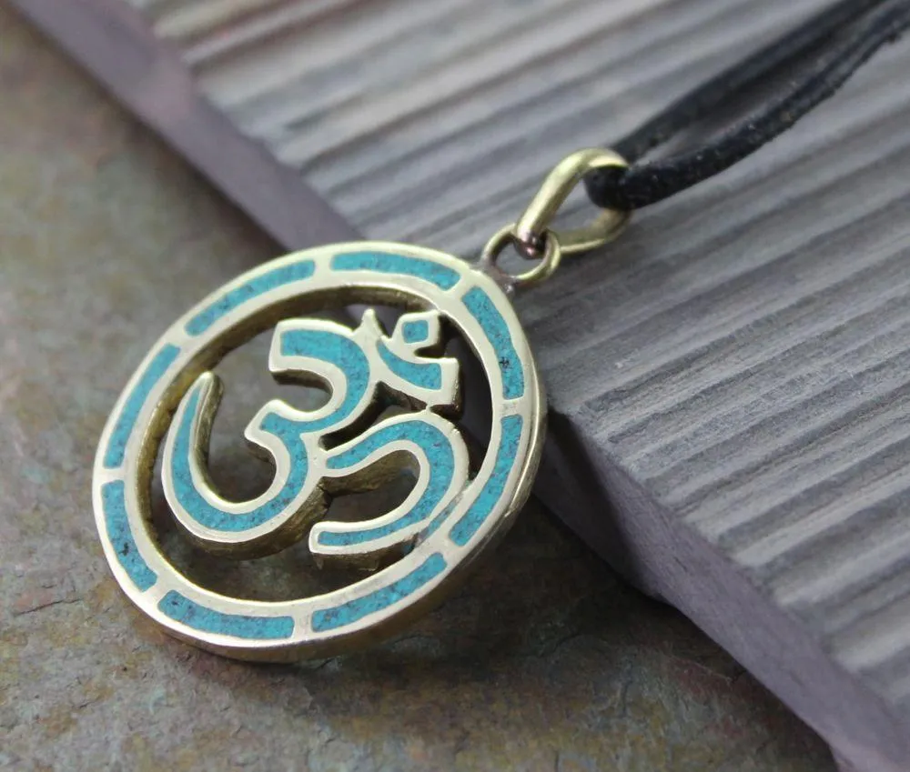 Brass Turquoise OM Pendant