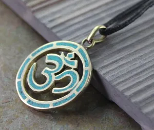 Brass Turquoise OM Pendant