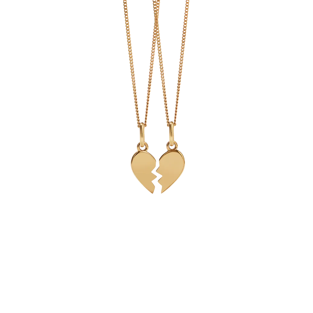 Broken Heart Charm Necklaces - Gold Plated