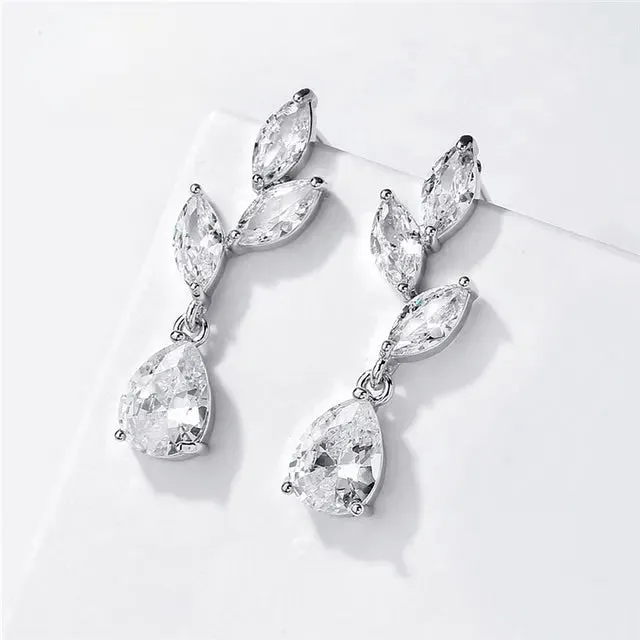 Brooklyn - Cubic Zirconia Bridal Earrings - Available in Silver, Rose Gold and Yellow Gold