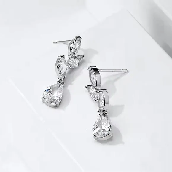 Brooklyn - Cubic Zirconia Bridal Earrings - Available in Silver, Rose Gold and Yellow Gold