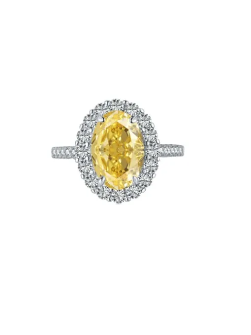 Canary Zircon Ring, .925 Sterling Silver Cubic Zirconia Luxury Statement Ring