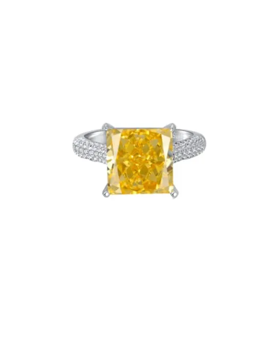 Canary Zircon Ring, .925 Sterling Silver Cubic Zirconia Luxury Statement Ring