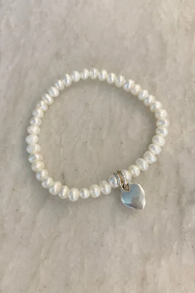 Child Pearl Stretchy Bracelet | Freshwater Pearls & Customizable Charms | By Pearly Girls