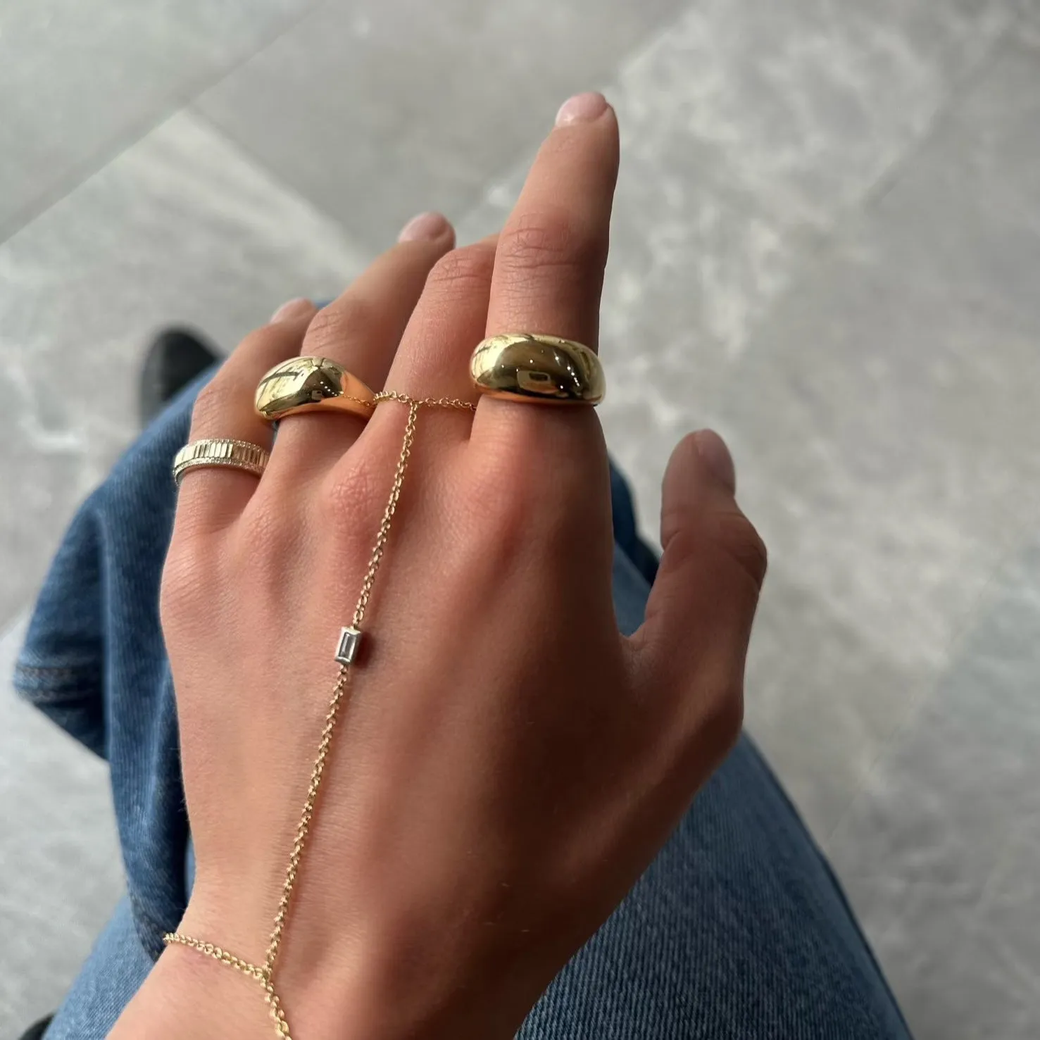 CHUNKY DOMED GOLD STATEMENT RING