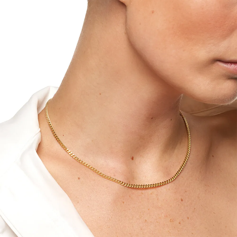 Classic Curb Chain Necklace in Gold