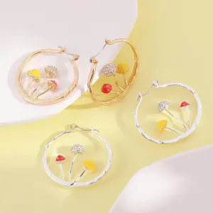 Colored Mushroom Hoop Earrings