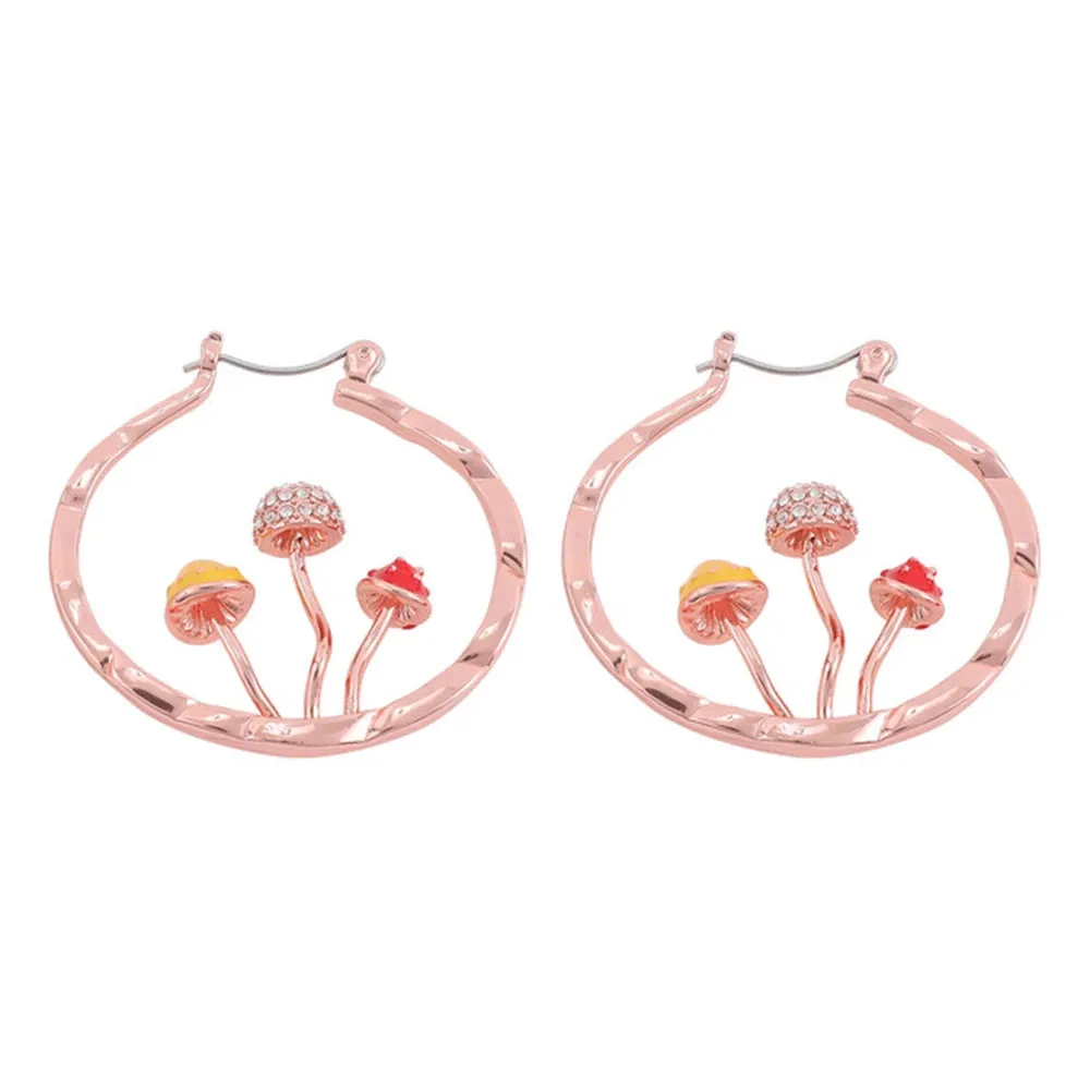 Colored Mushroom Hoop Earrings