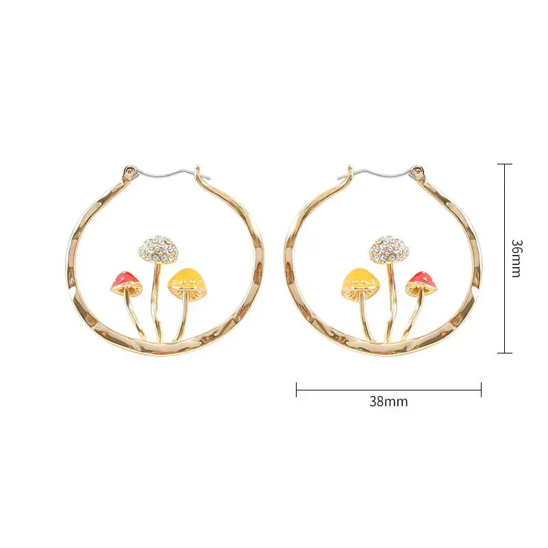 Colored Mushroom Hoop Earrings