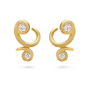 Contour Bossa Nova Yellow Gold And Diamond Earrings