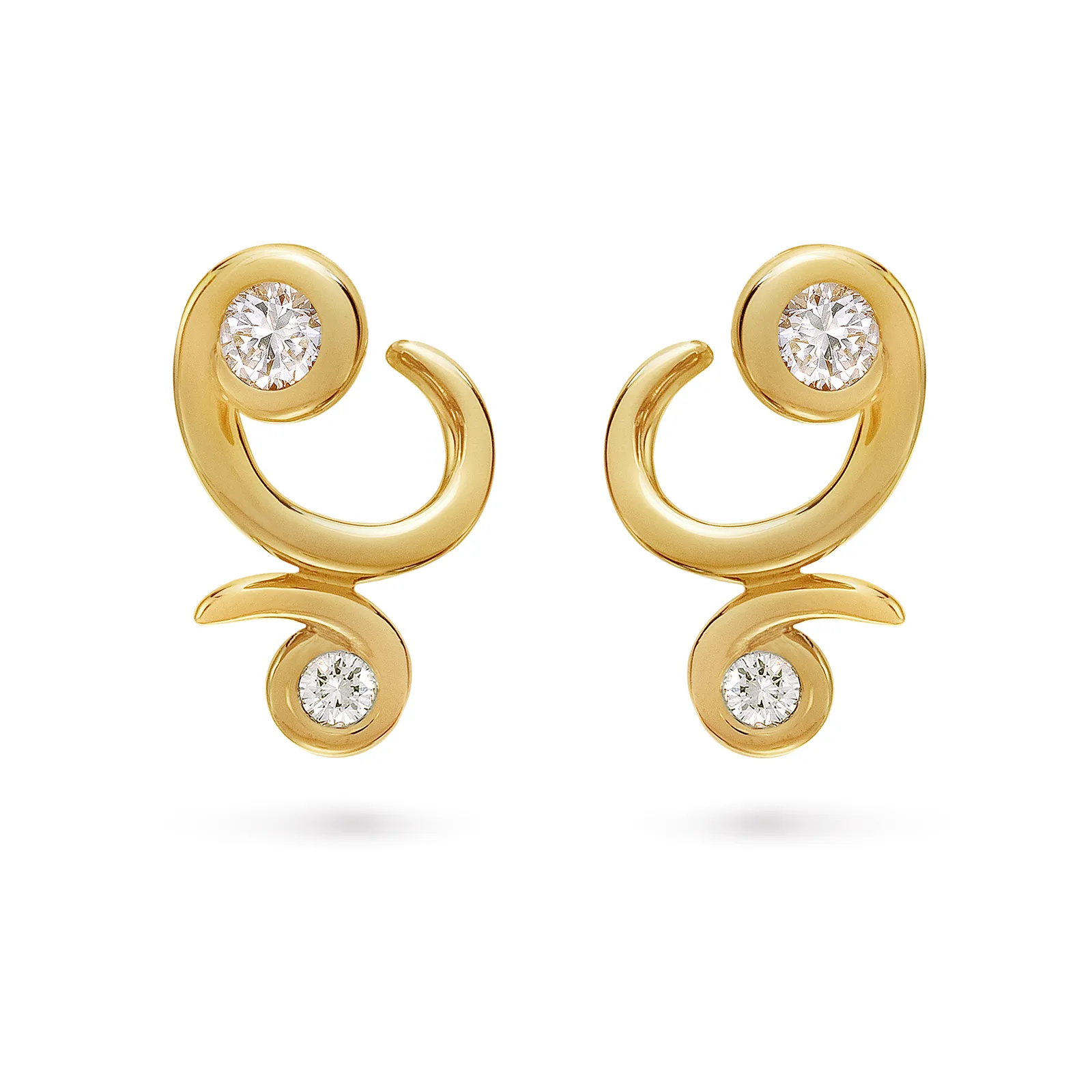 Contour Bossa Nova Yellow Gold And Diamond Earrings