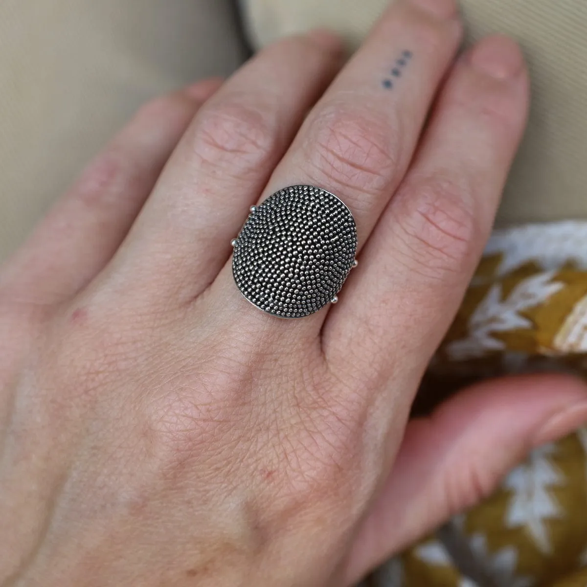 Curved Sterling Silver Granulation Ring