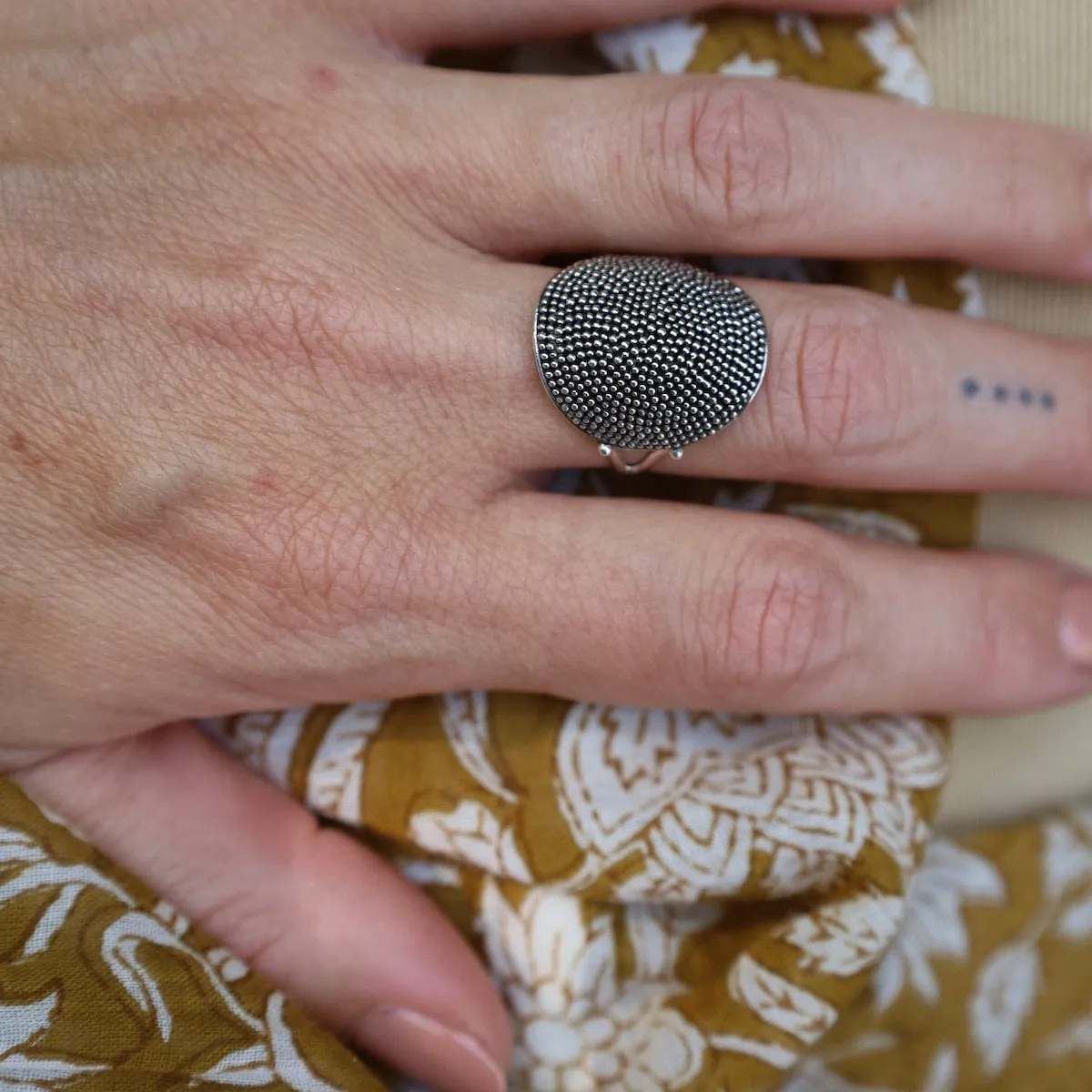 Curved Sterling Silver Granulation Ring