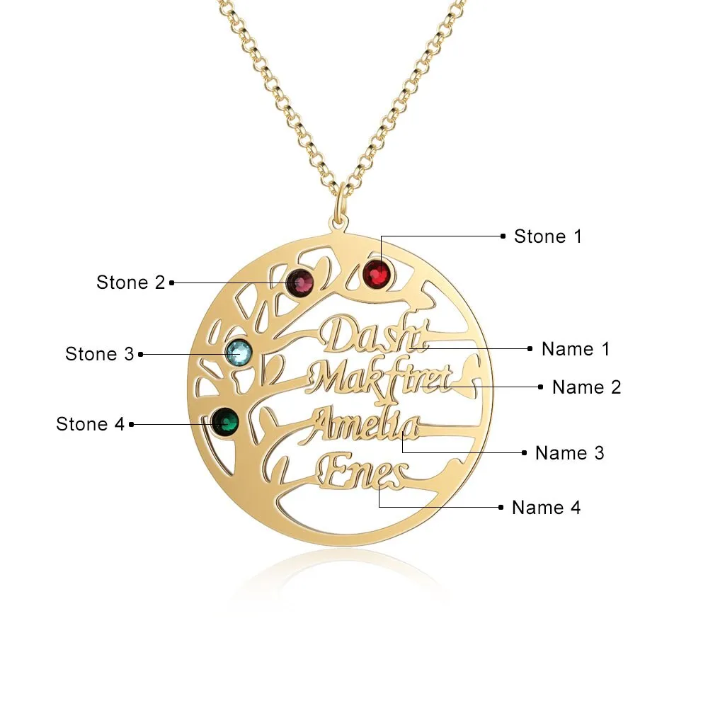 Customized Family Tree Necklace Sister Best Friend Nameplate Gift