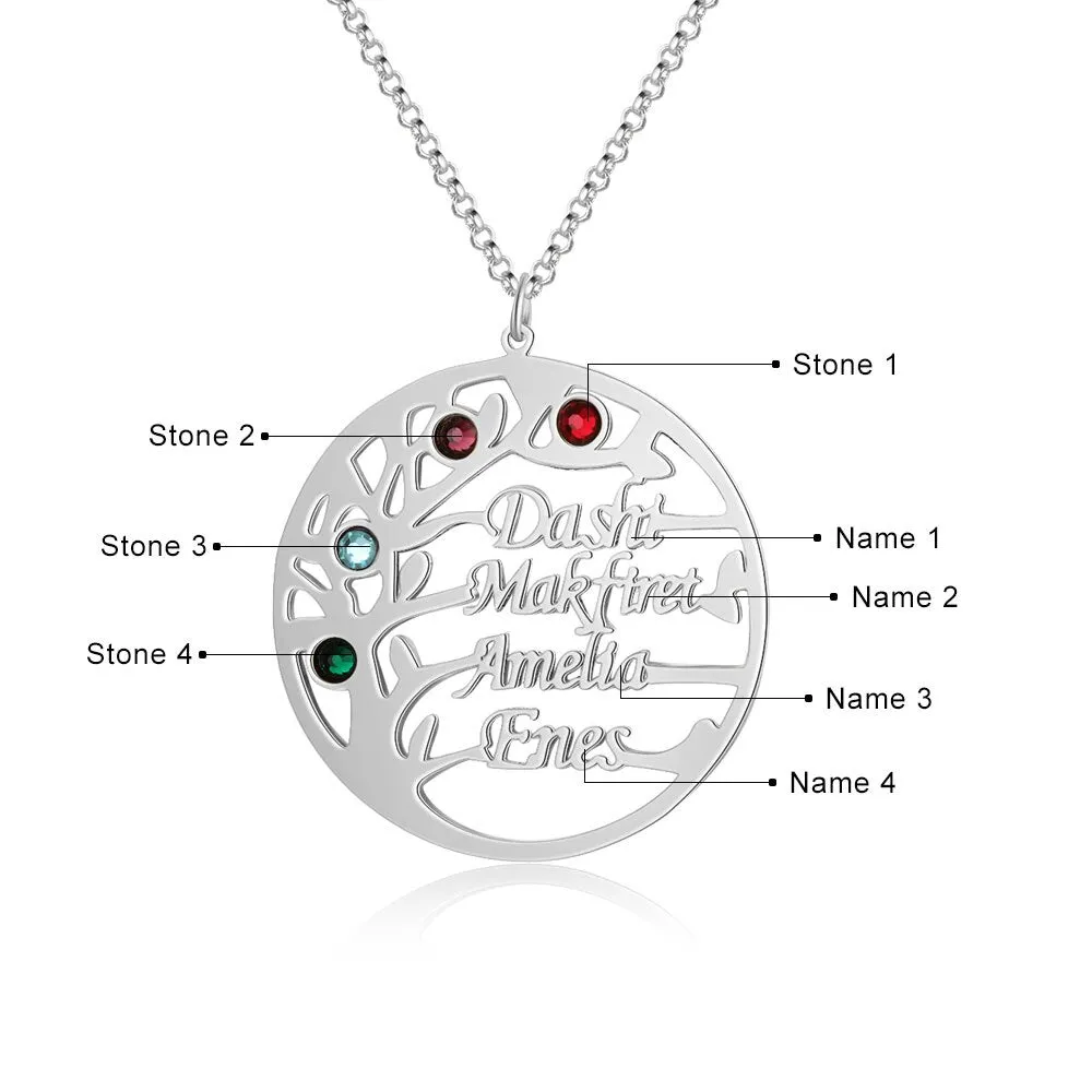 Customized Family Tree Necklace Sister Best Friend Nameplate Gift