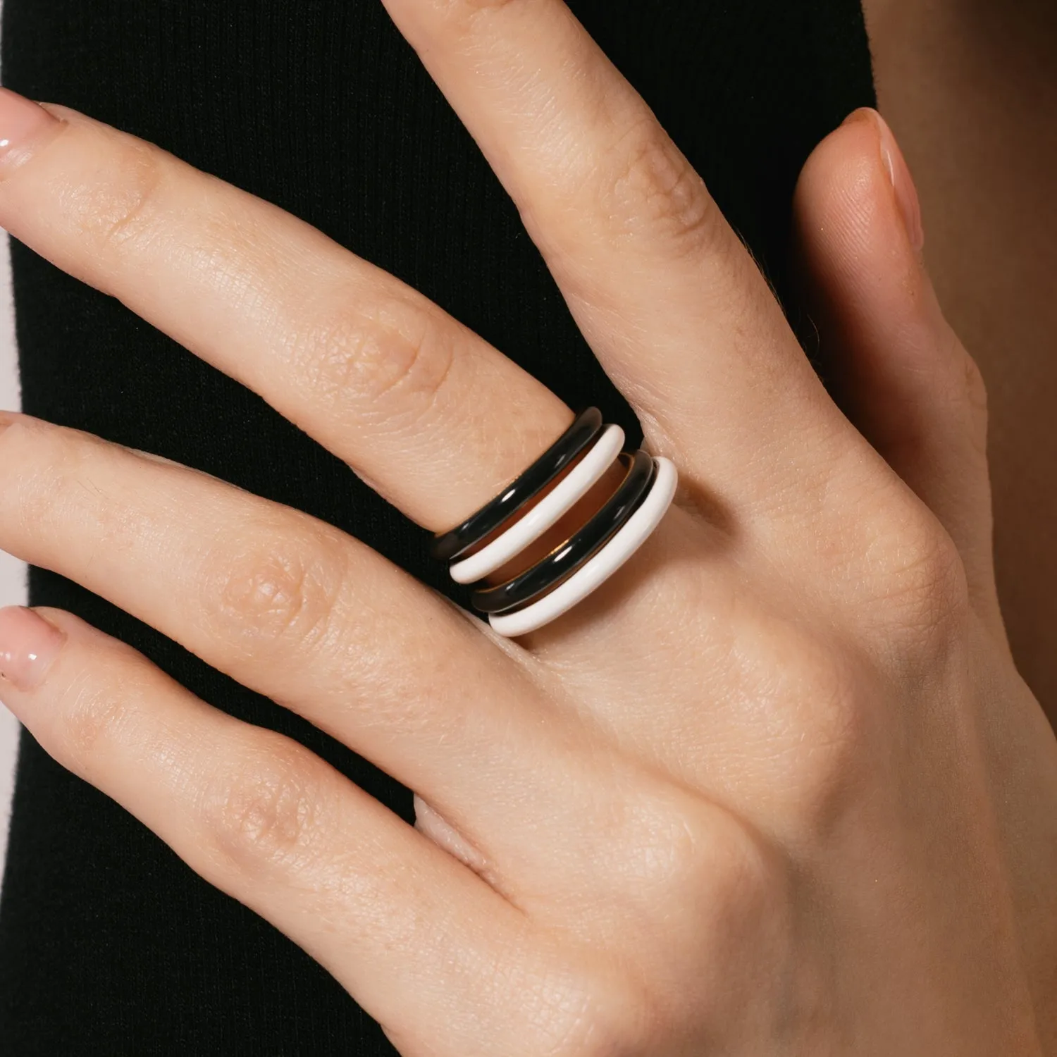 Daring Black Stacker Ring