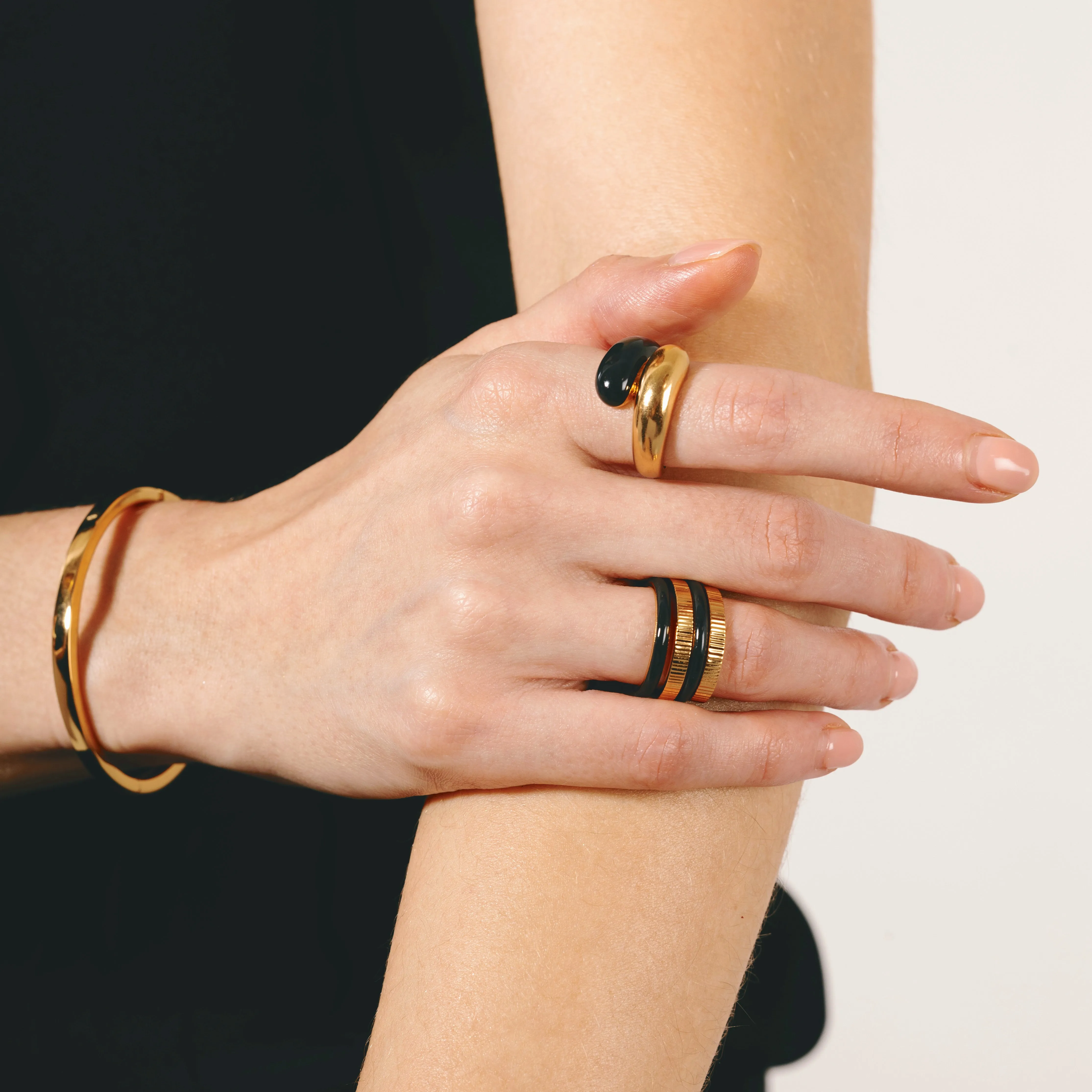 Daring Black Stacker Ring