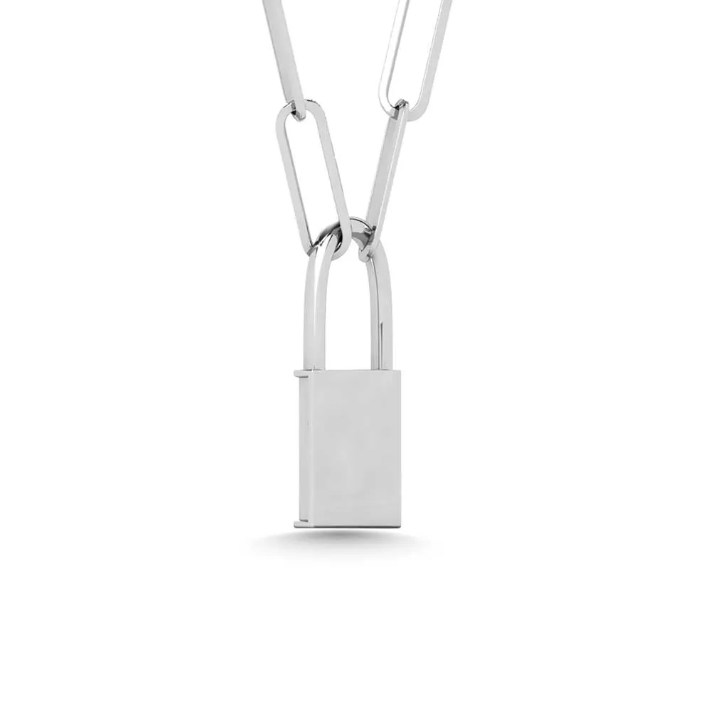 Diamond 1/50 Ct.Tw. Lock Pendant in 925 Silver