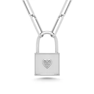 Diamond 1/50 Ct.Tw. Lock Pendant in 925 Silver