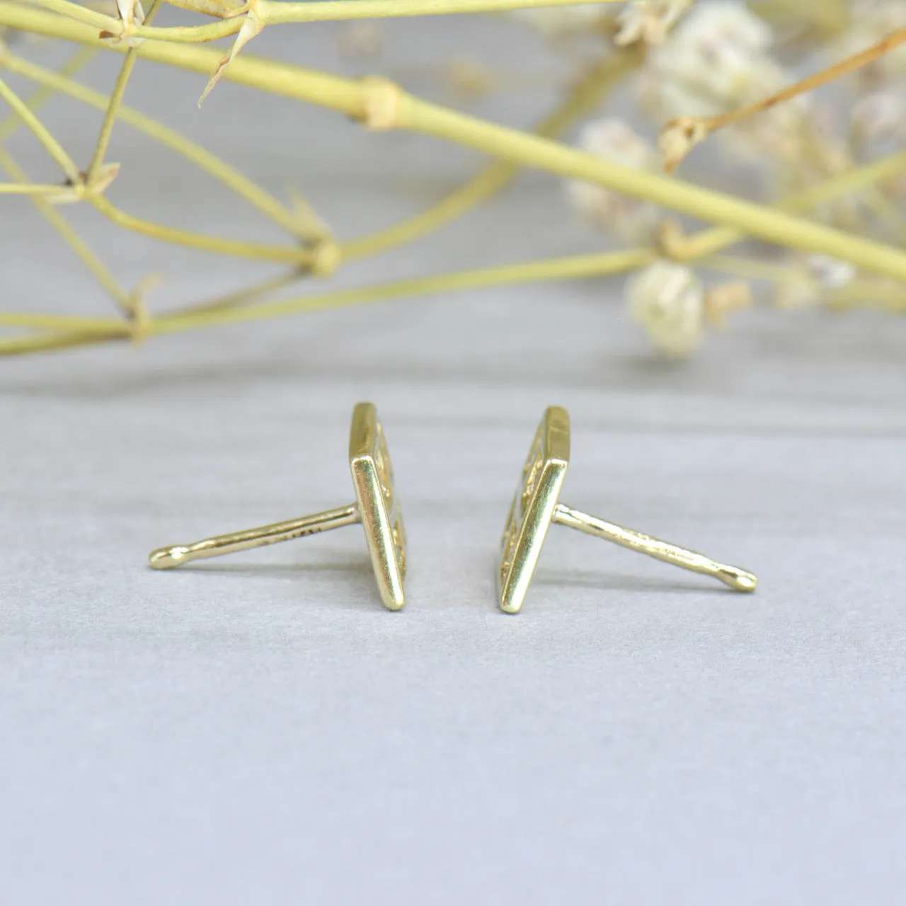 Diamond Set 9CT Yellow Gold Stud Earrings