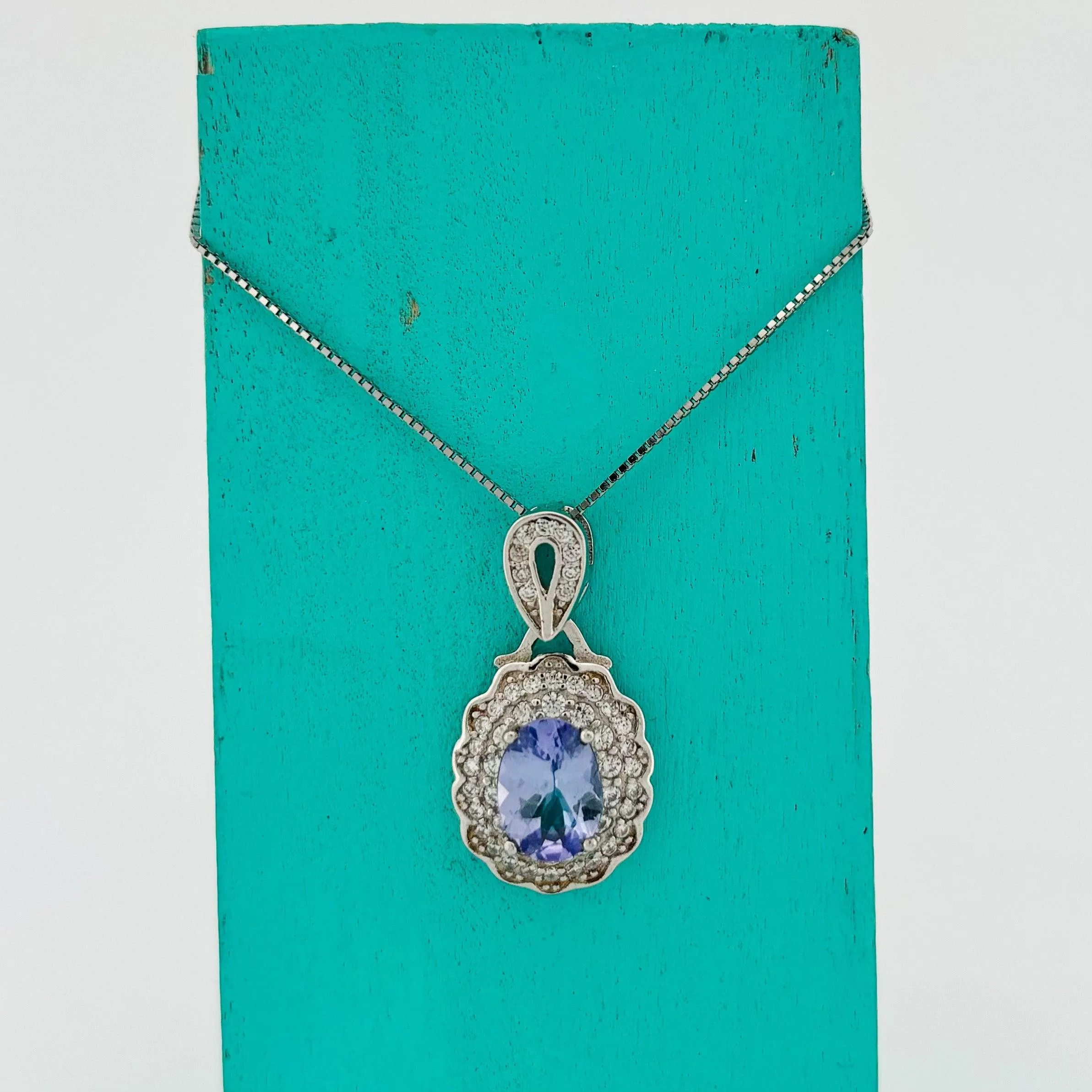 Diamonds & Gems in Silver Pendants