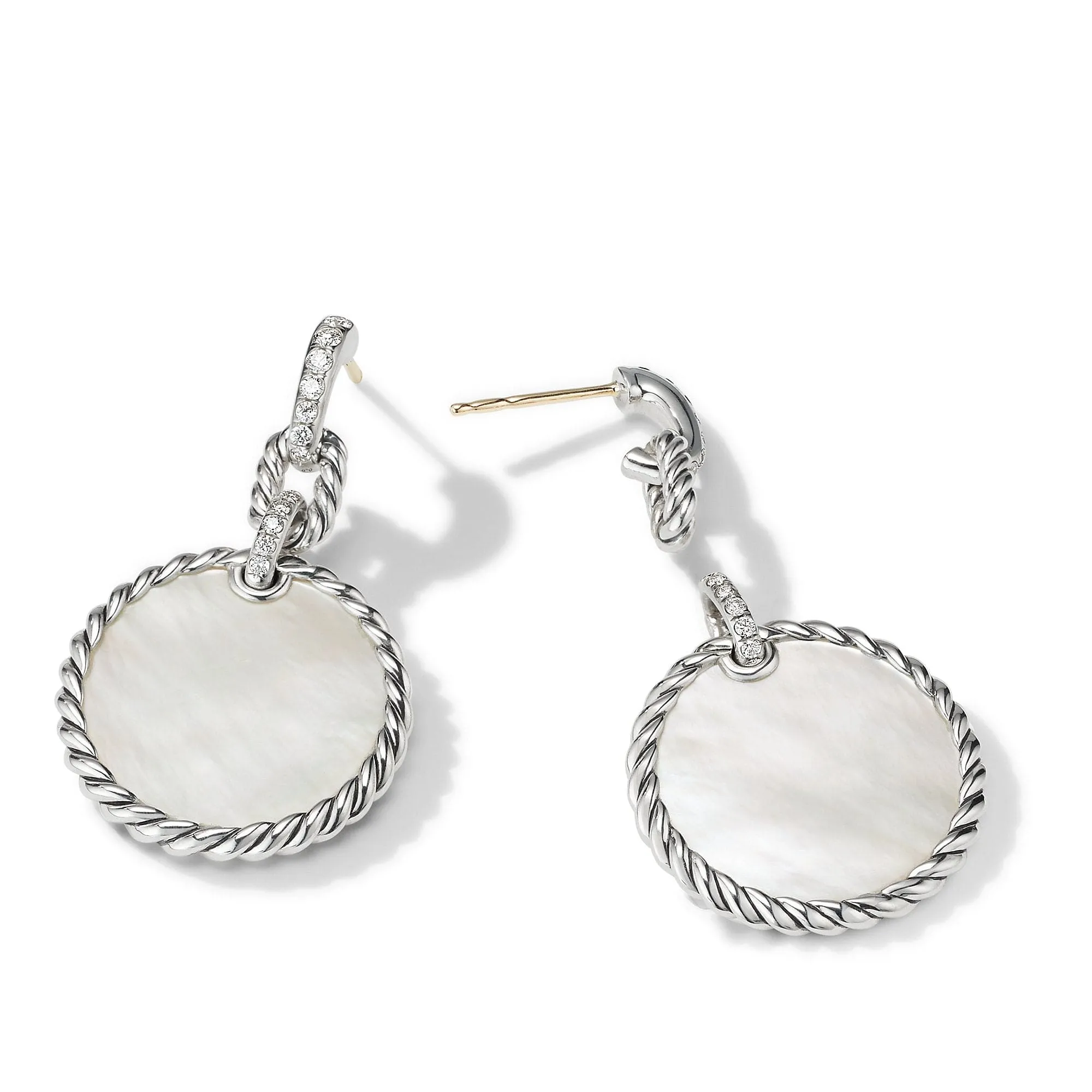 DY Elements Drop Earrings with Mother of Pearl and Pavé Diamonds