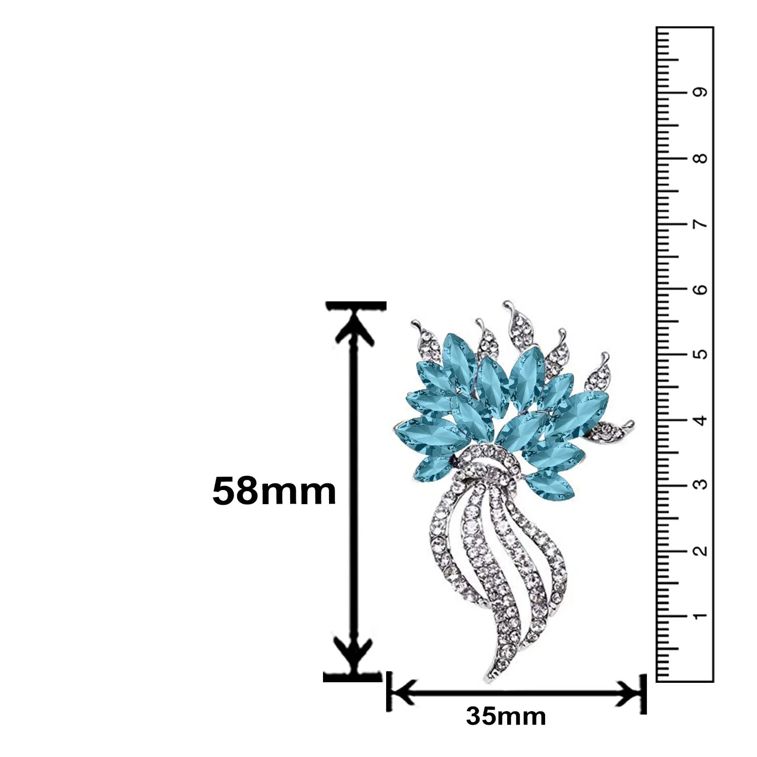 Exquisite Designer Aqua Blue Crystal Brooch