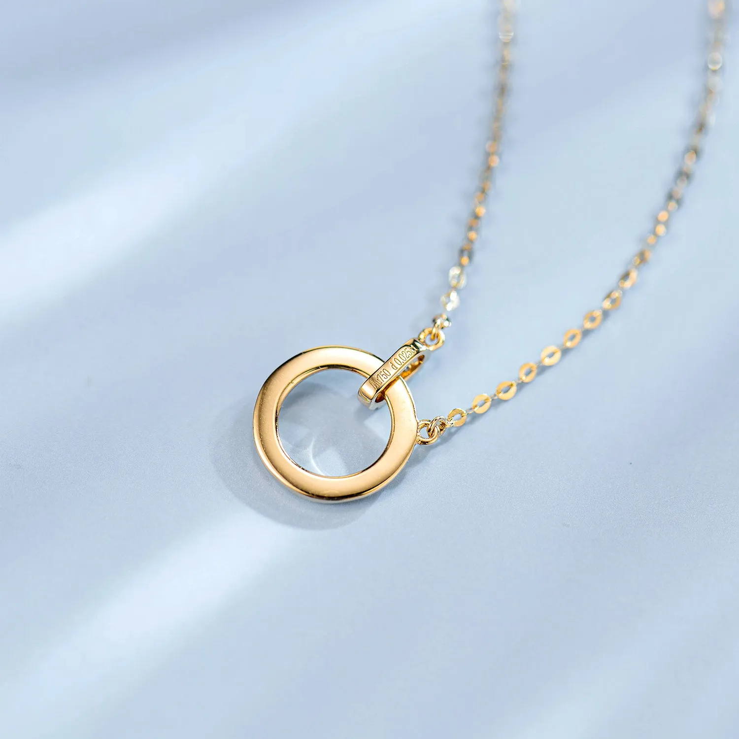 FANCIME "Mobius Circle" 14K Solid Yellow Gold Necklace