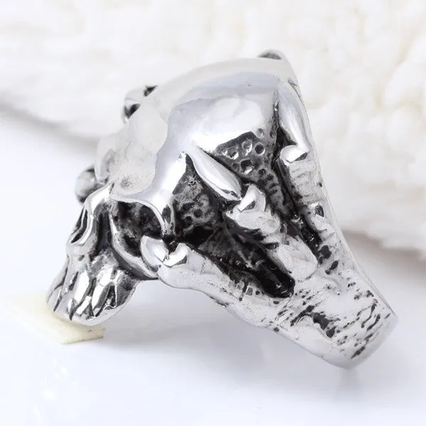 Fine jewelry 316L Stainless Steel Men's Skull Rings Punk Vintage Party Skeleton Jewelry