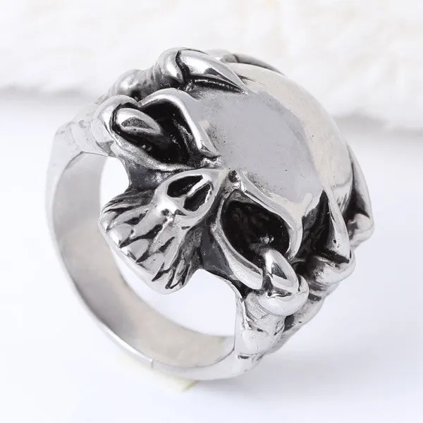 Fine jewelry 316L Stainless Steel Men's Skull Rings Punk Vintage Party Skeleton Jewelry