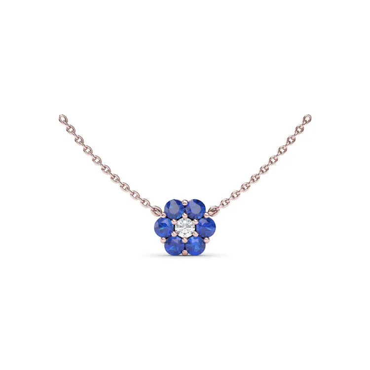 Floral Sapphire and Diamond Necklace