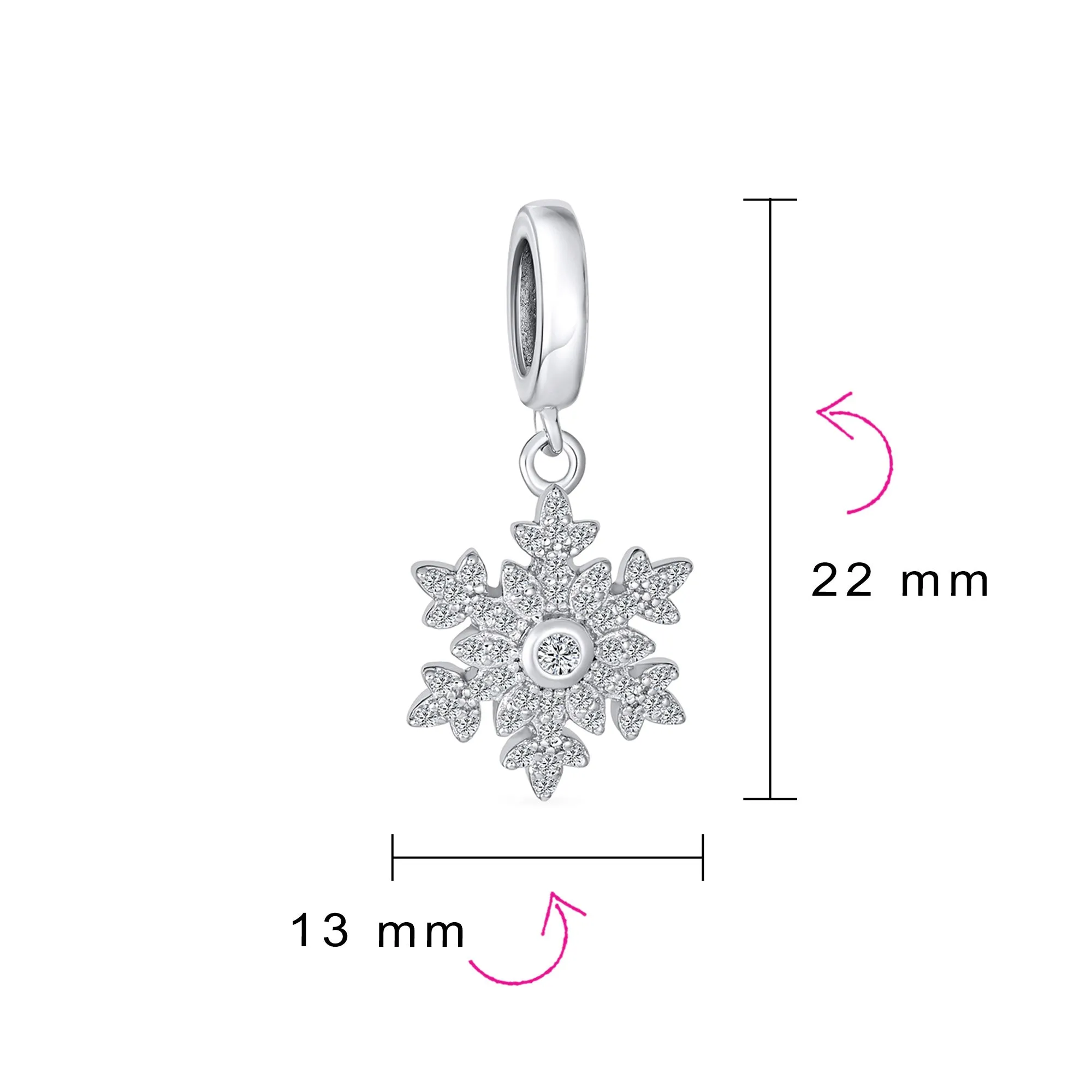 Frozen CZ Christmas Charm Bead Sparkling Snowflake for European Bracelets