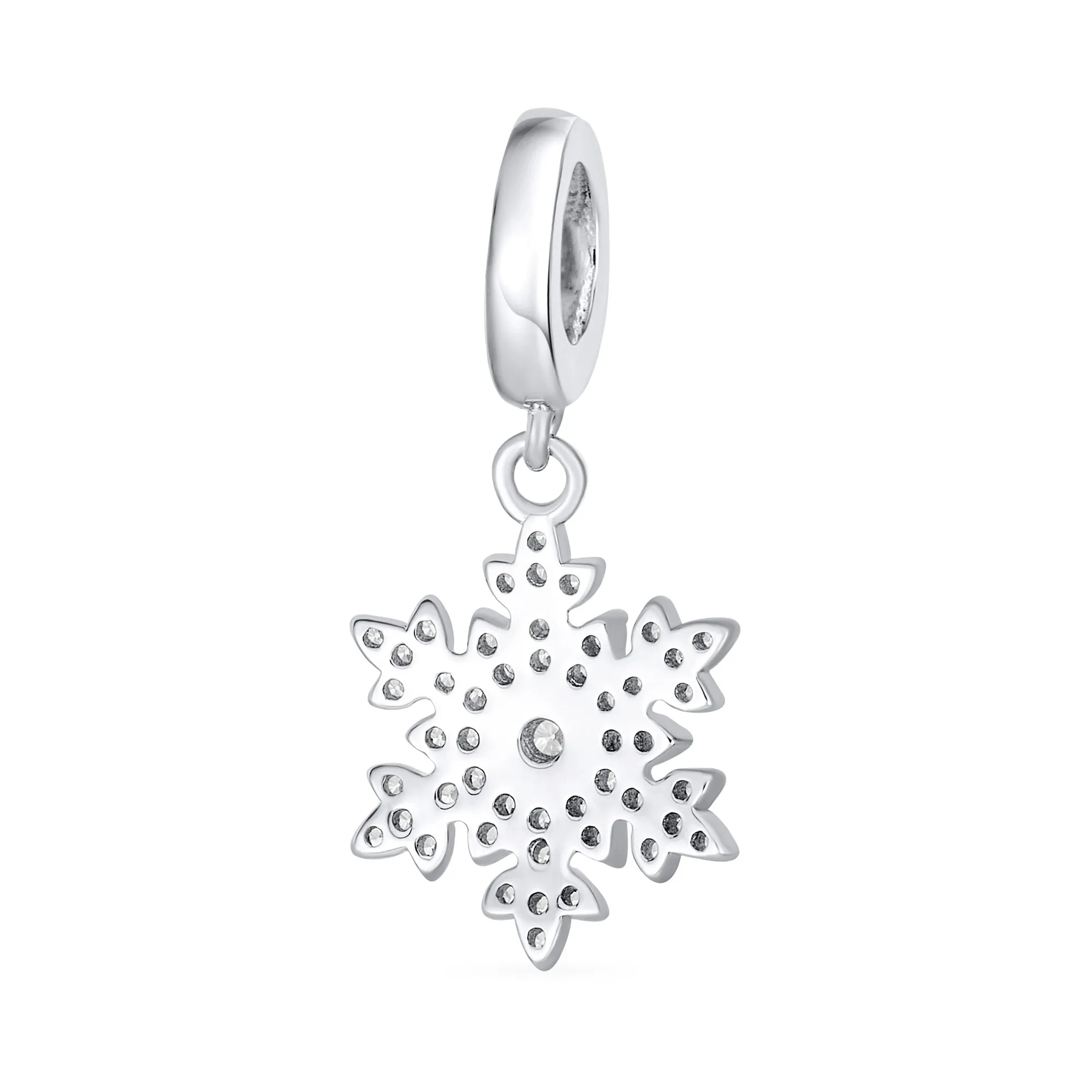 Frozen CZ Christmas Charm Bead Sparkling Snowflake for European Bracelets