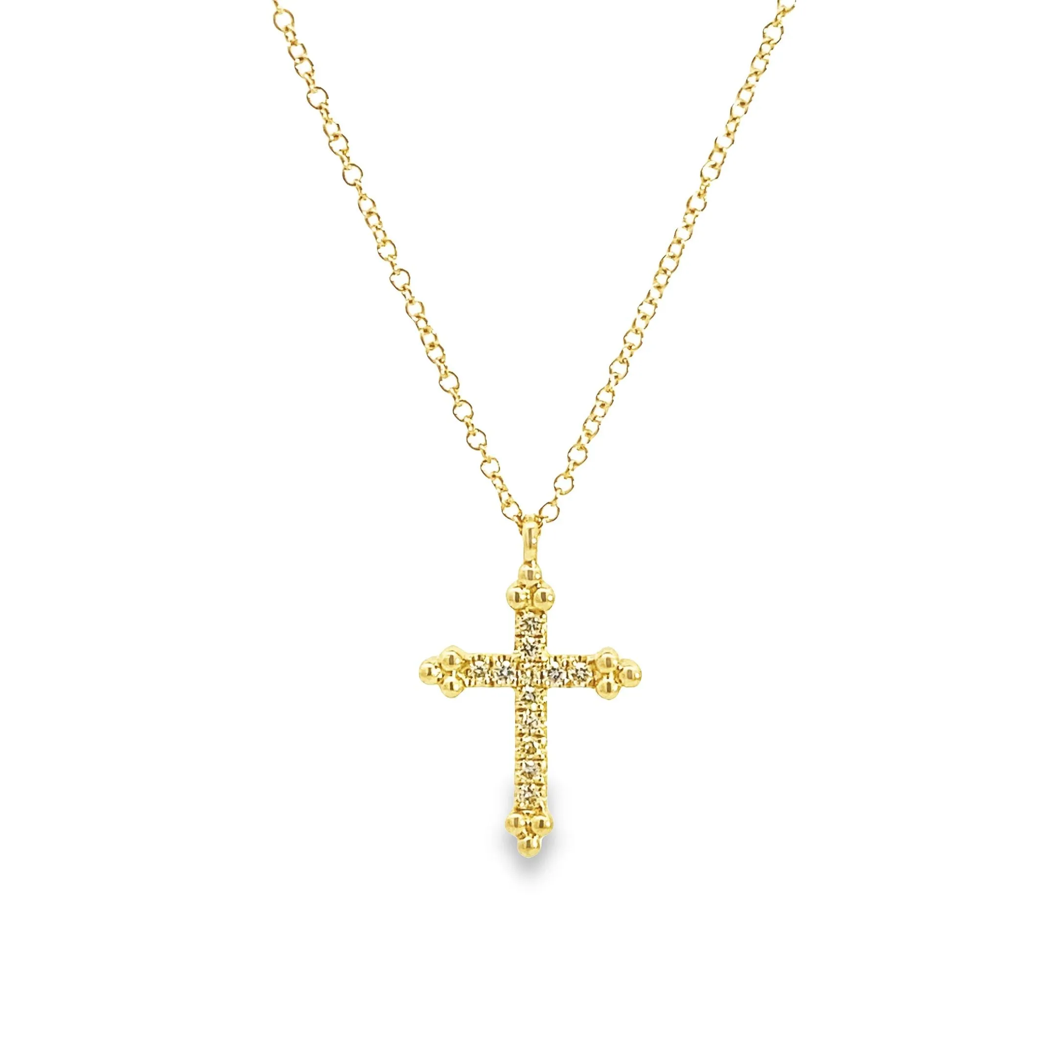 Gabriel & Co | 14K Yellow Gold Art Deco Diamond Cross Necklace