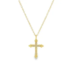 Gabriel & Co | 14K Yellow Gold Art Deco Diamond Cross Necklace