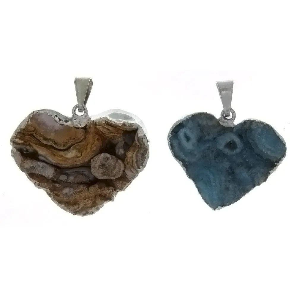 GEMSTONE AGATE DRUZY HEART 35 MM PENDANT