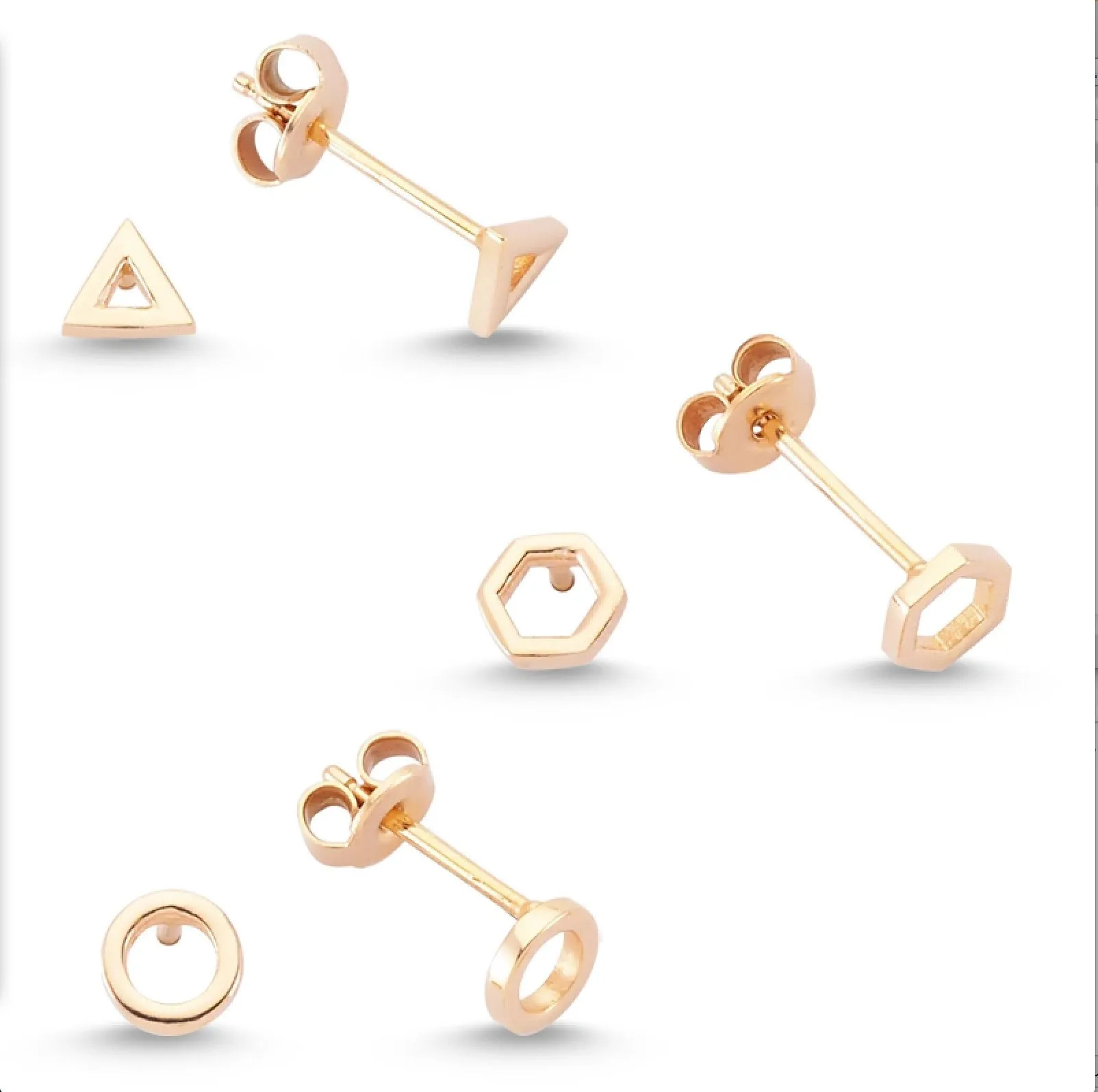 Geometric Ear Stud (Set) in Rose Gold