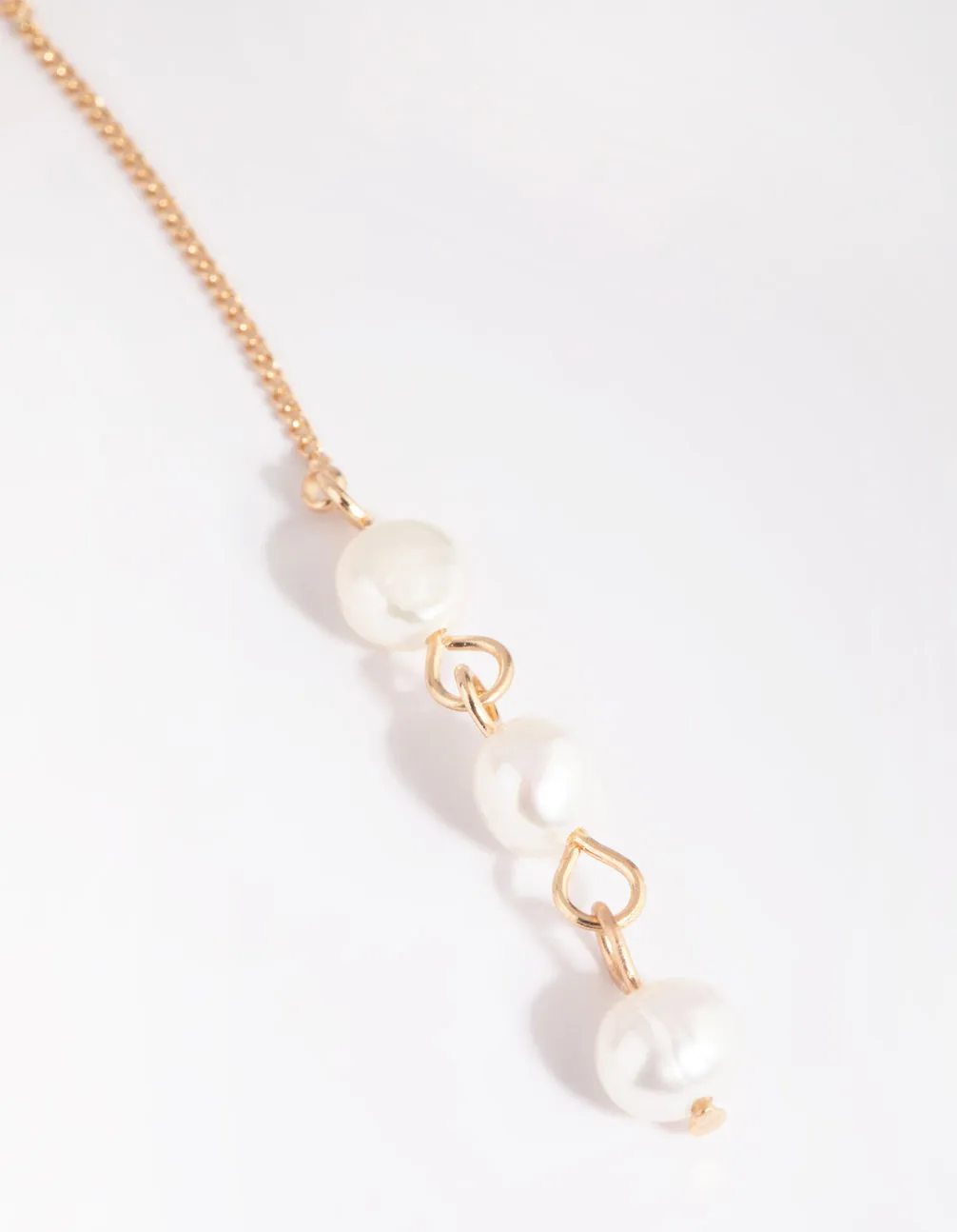 Gold Pearl Thread Through Earrings