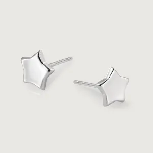 Gold Star Stud Earrings in 9K White Gold