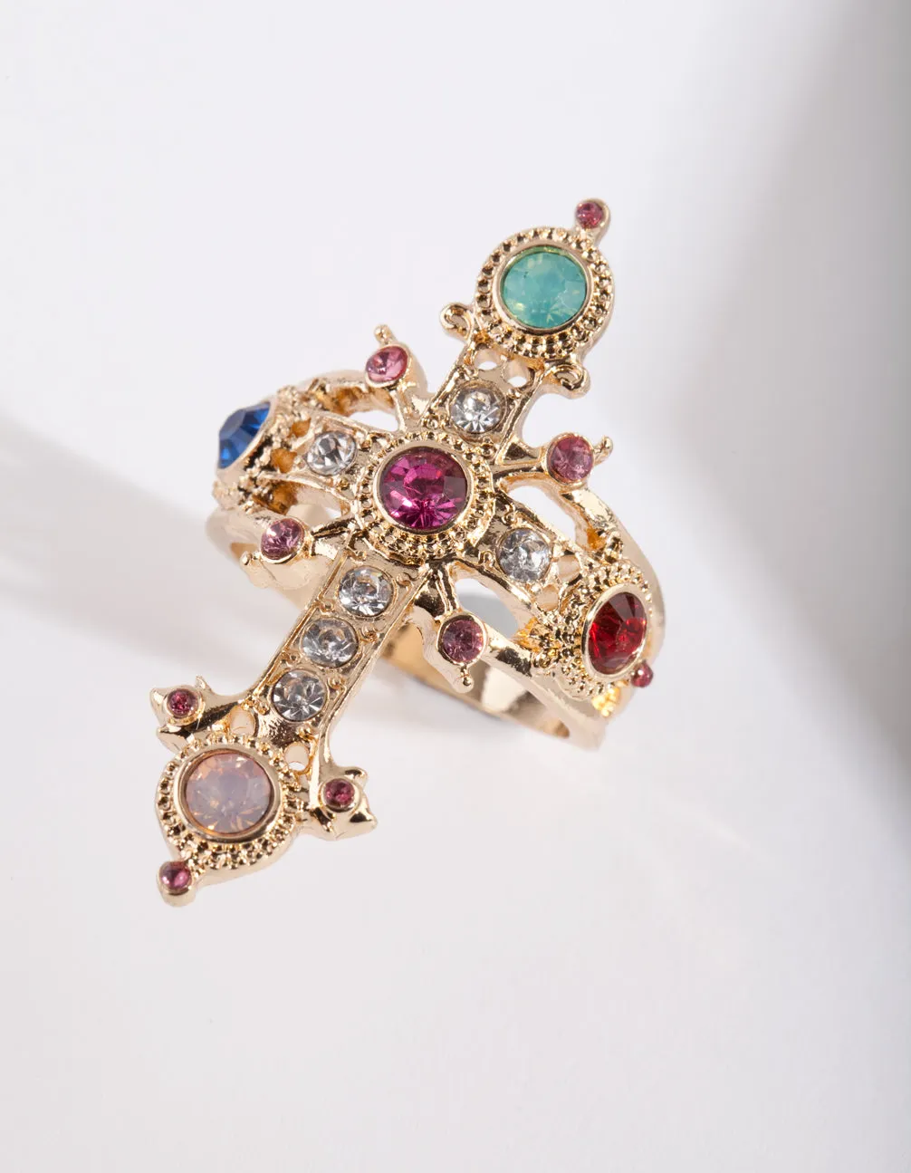 Gold Statement Cross Ring