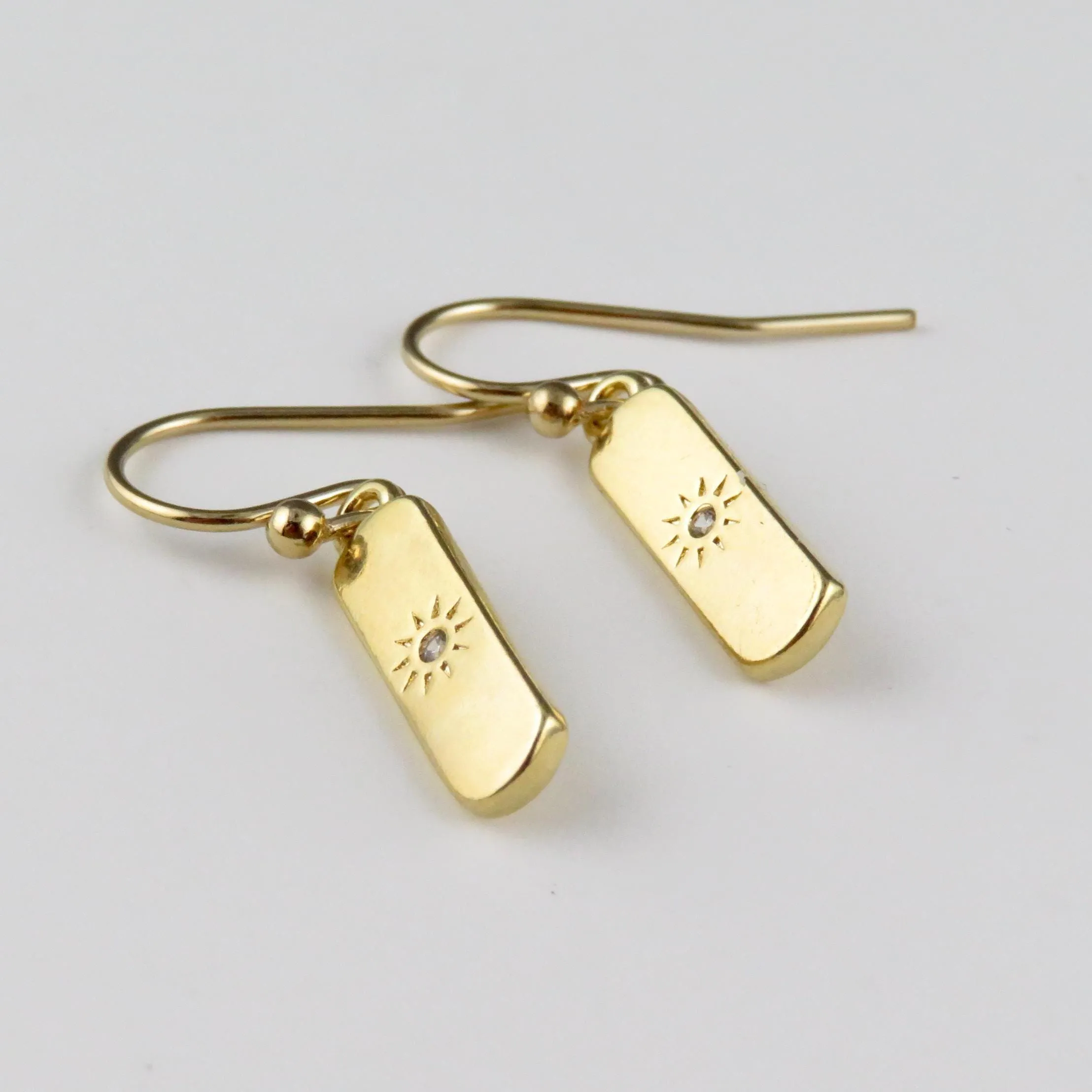 Gold Sun Bar Earrings