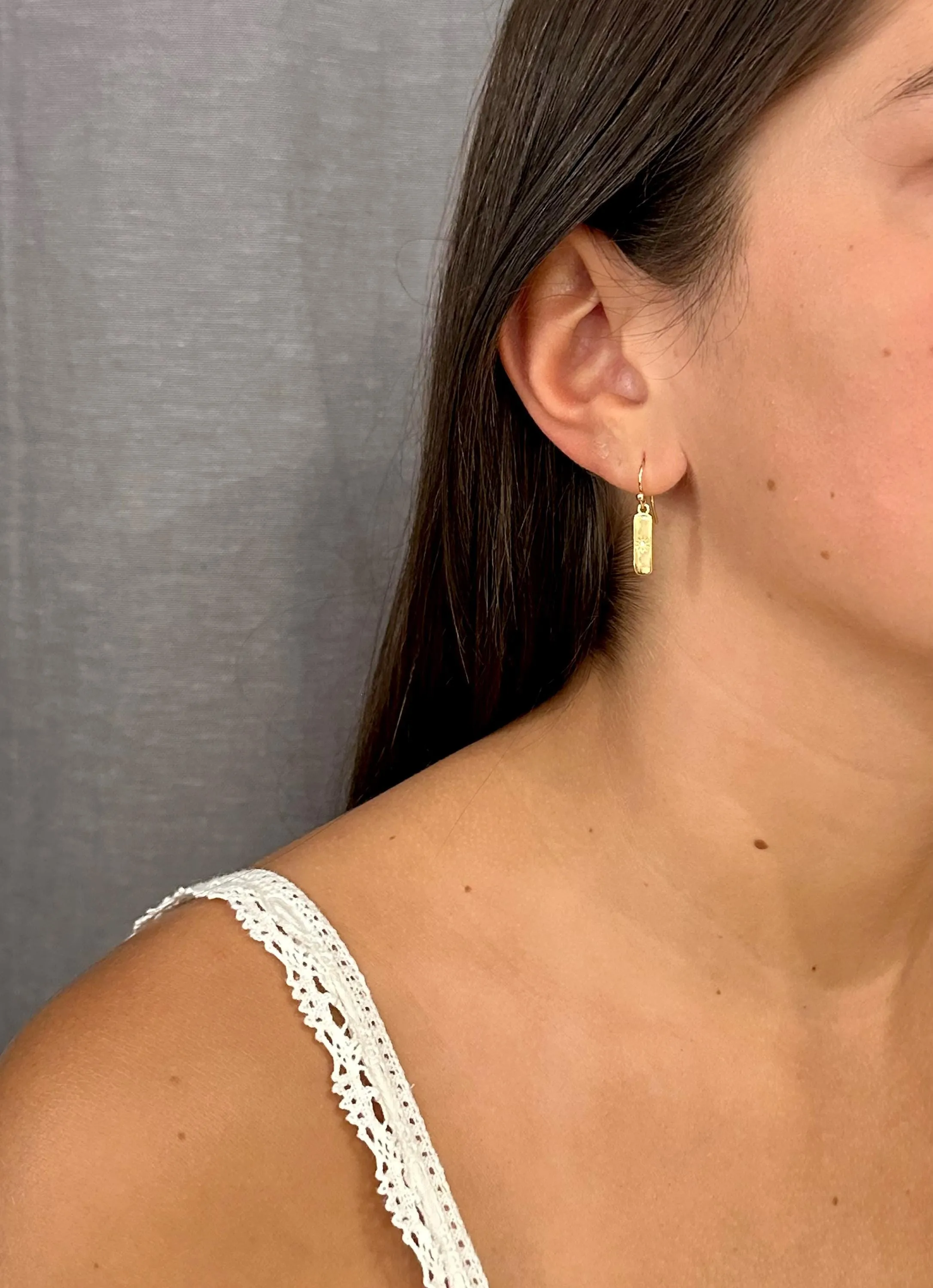 Gold Sun Bar Earrings