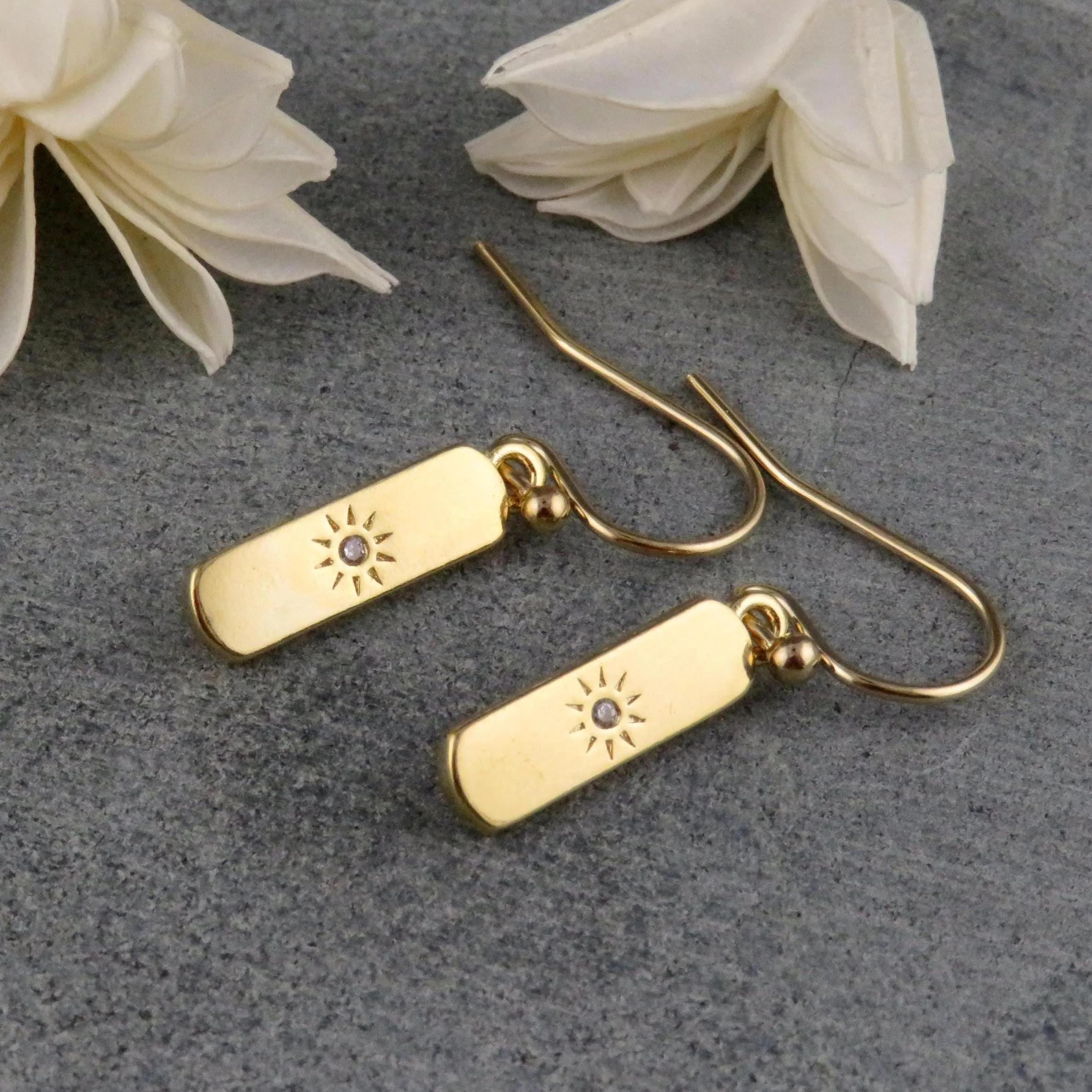 Gold Sun Bar Earrings